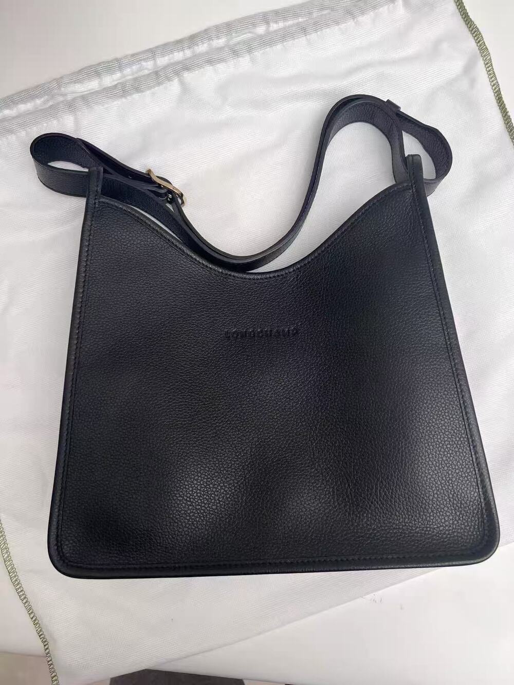 Longchamp Black Pebbled Leather Crossbody Bag